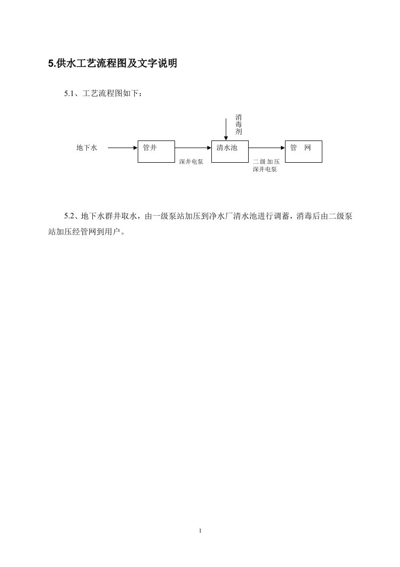 5供水工艺流程图及文字说明