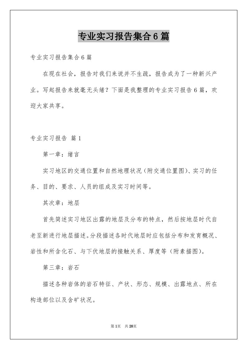 专业实习报告集合6篇精品