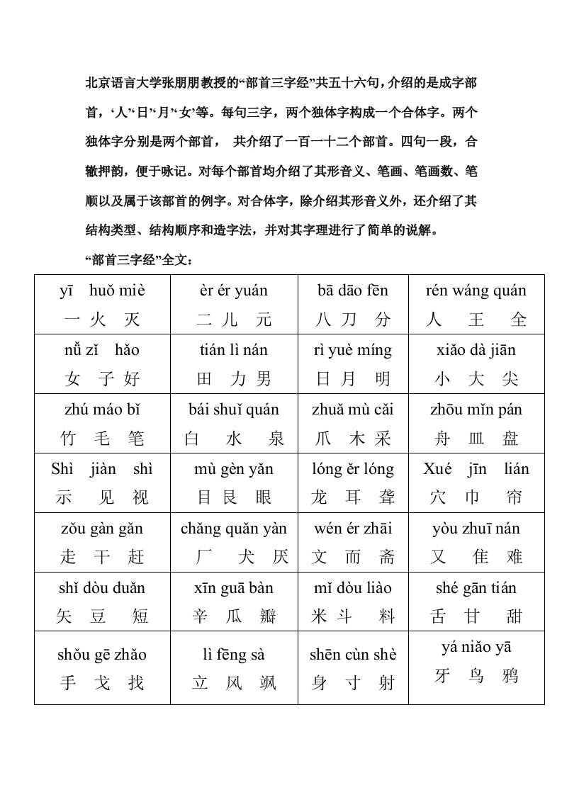 部首三字经