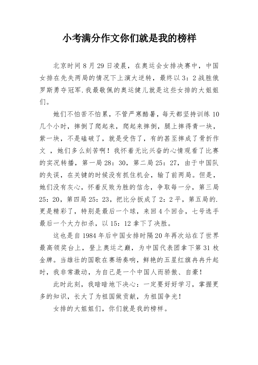 小考满分作文你们就是我的榜样