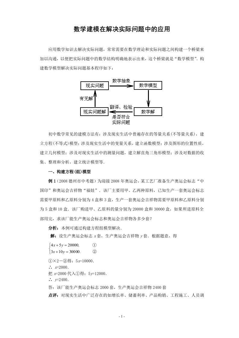 数学建模在解决实际问题中的应用