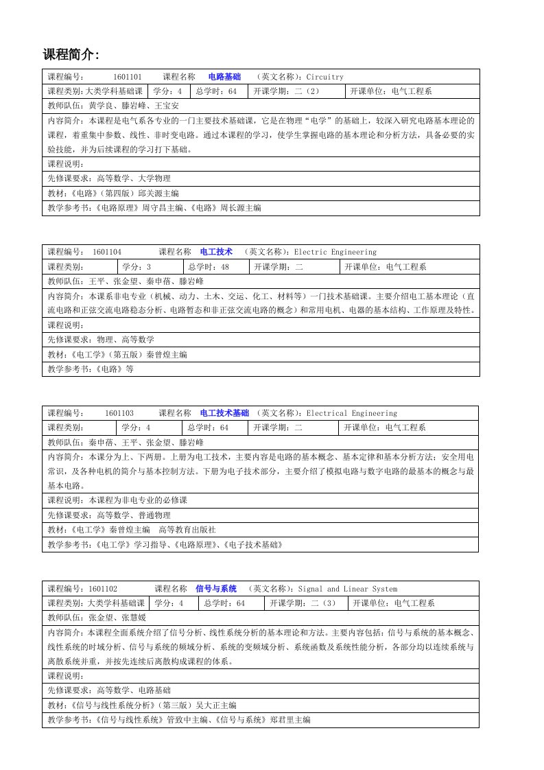 东南大学电气系课程