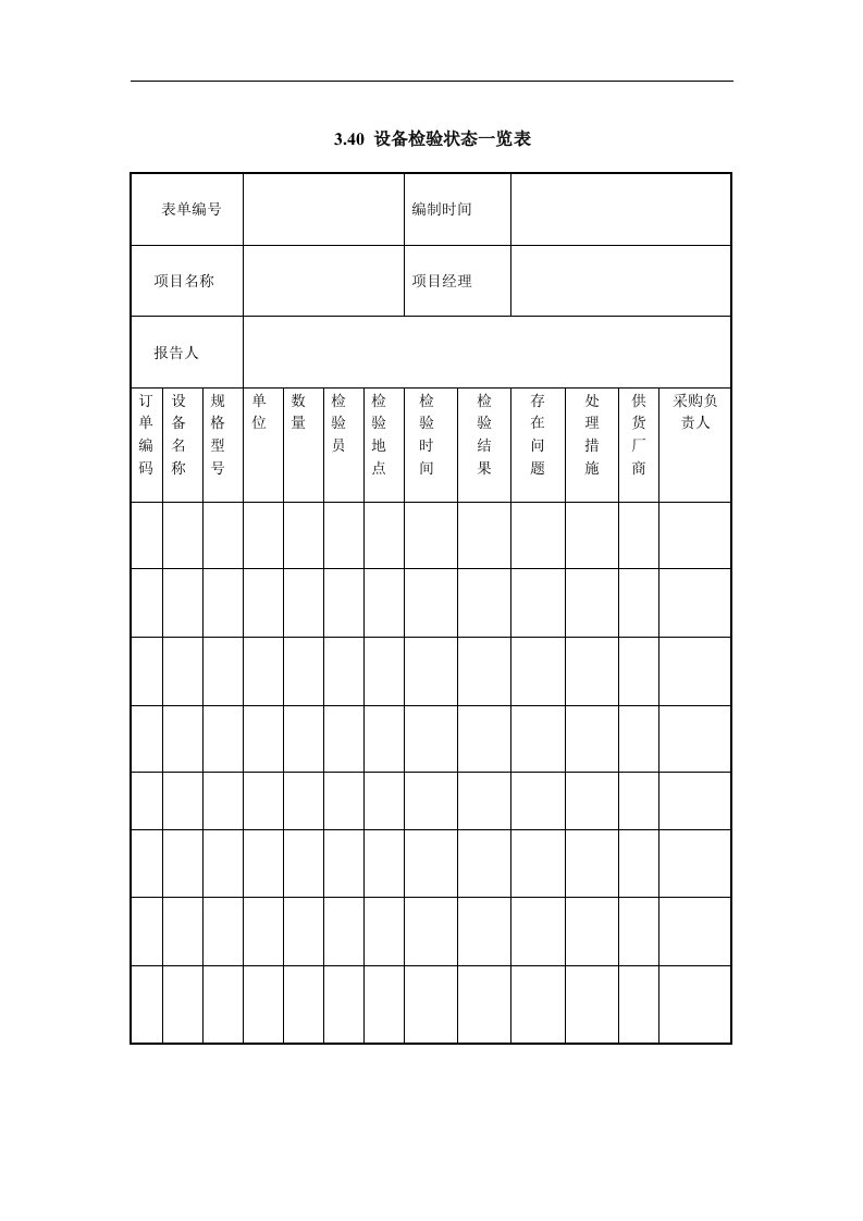 设备检验状态一览表