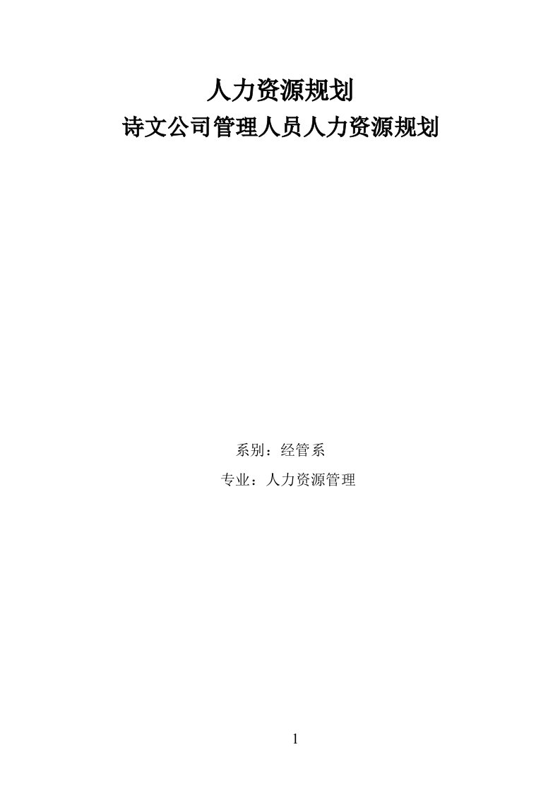 诗文公司人力资源规划