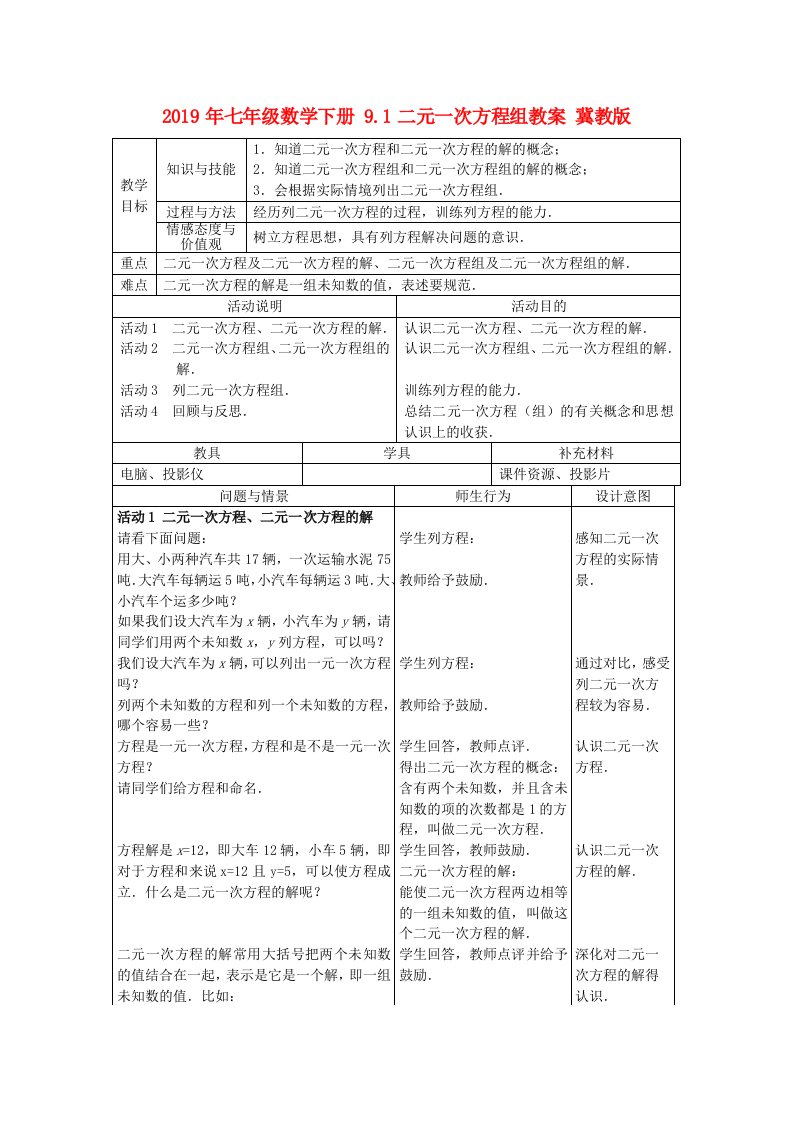 2019年七年级数学下册