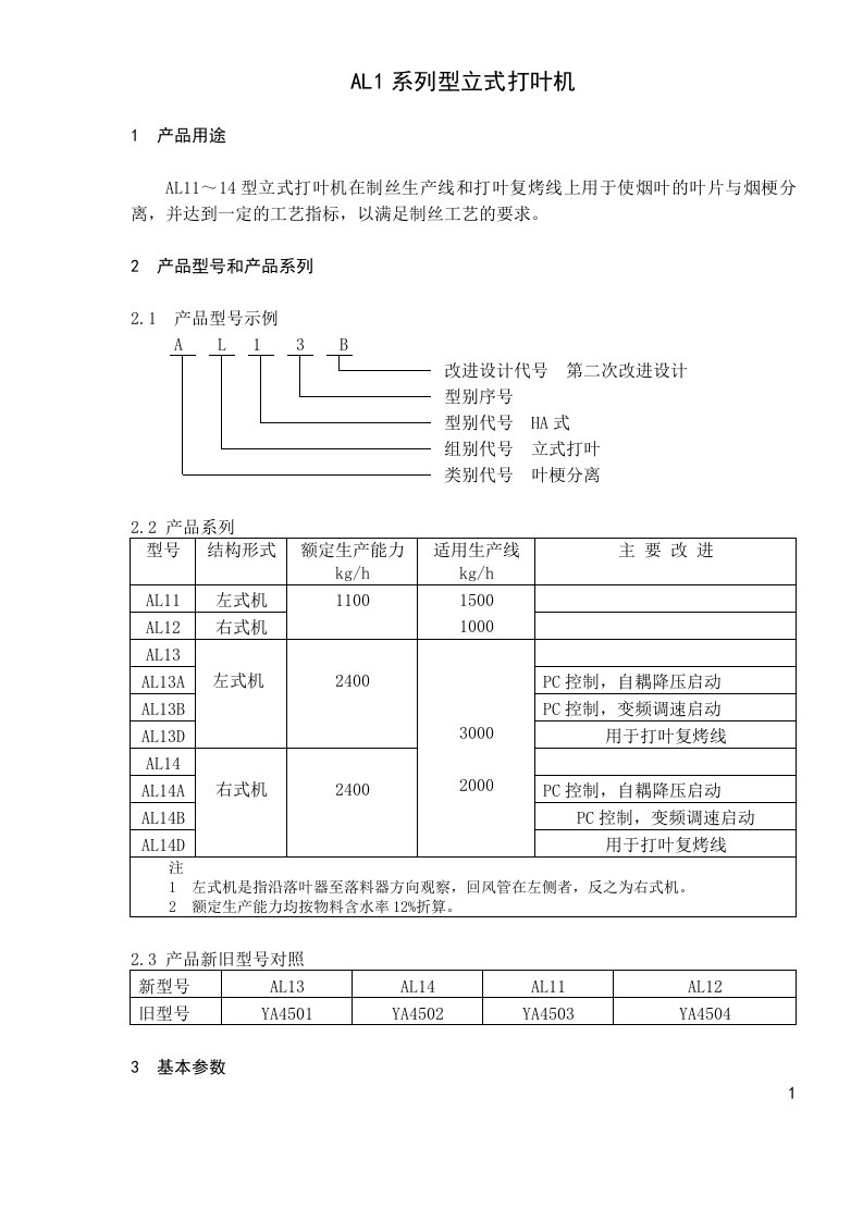 AL1系列型立式打叶机