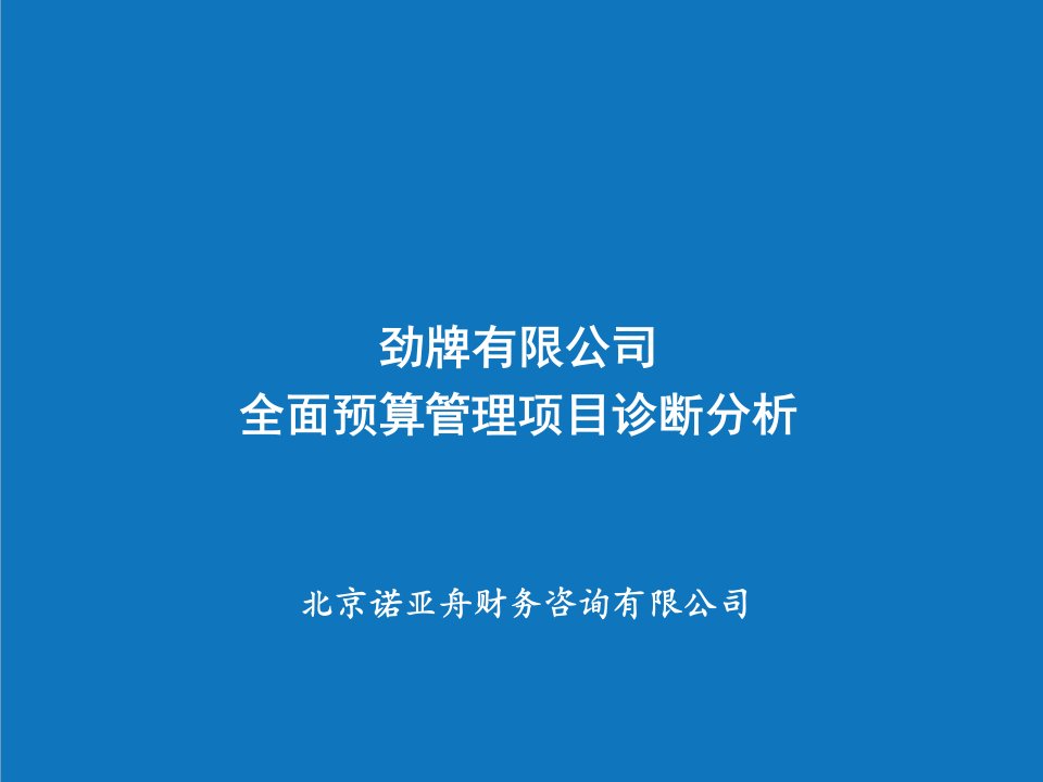 企业诊断-劲牌公司全面预算管理项目诊断分析汇报