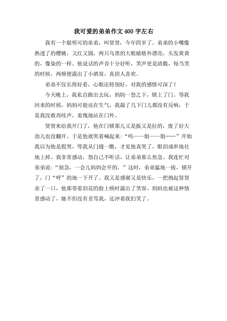 我可爱的弟弟作文400字左右