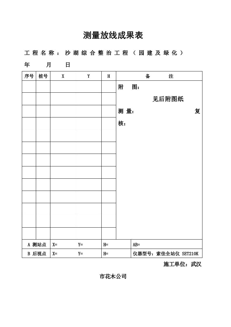 施工测量放线成果表