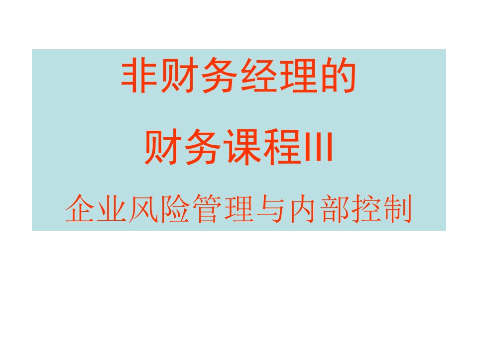 财务课程__风险管理与内部控制