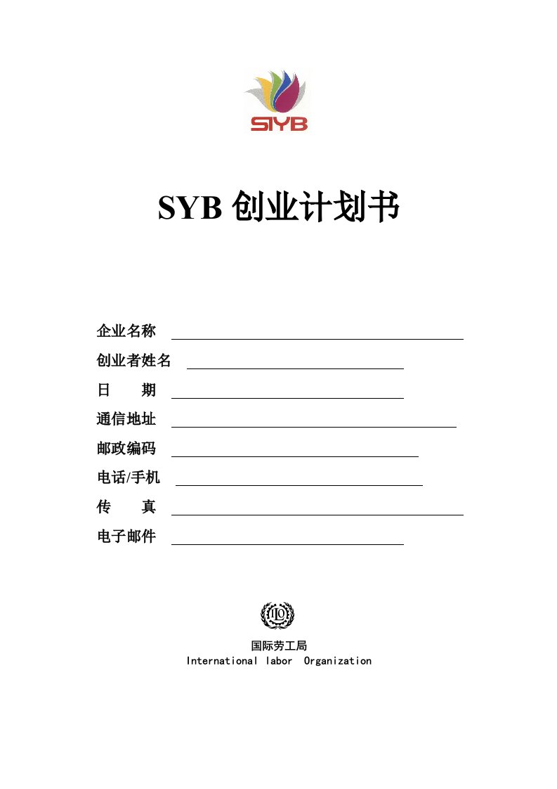 SYB创业计划书空白版