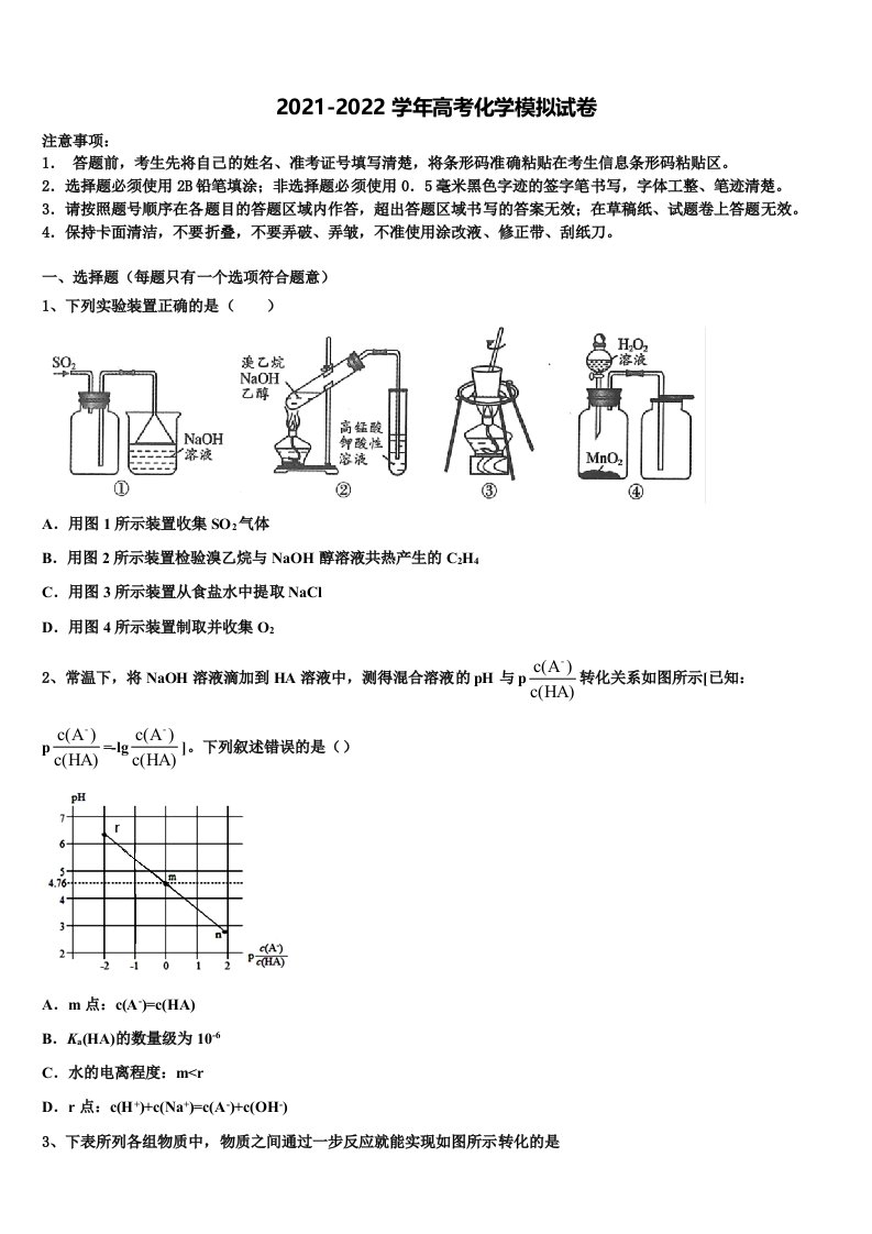 2022年内蒙古赤峰市高三（最后冲刺）化学试卷含解析