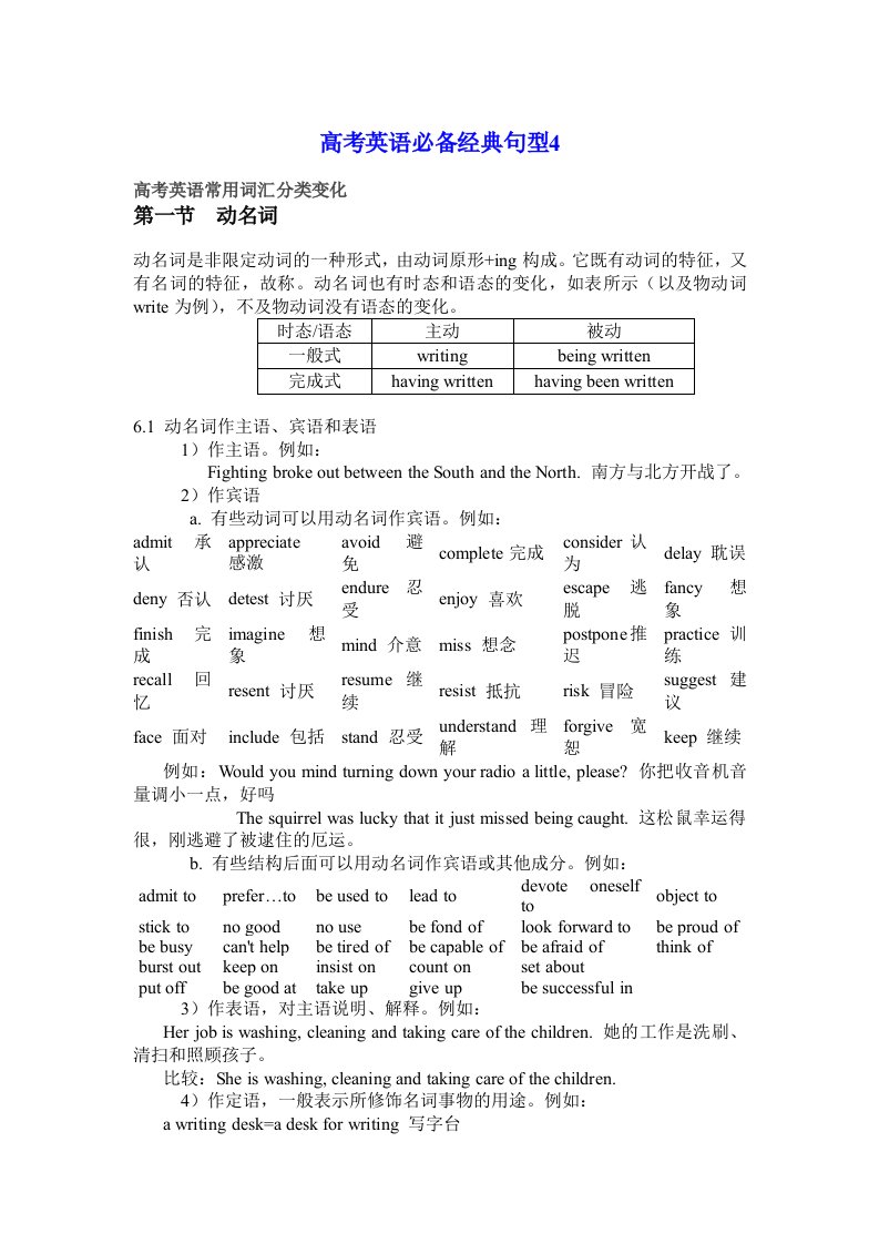 2013年高三高考英语词汇句型