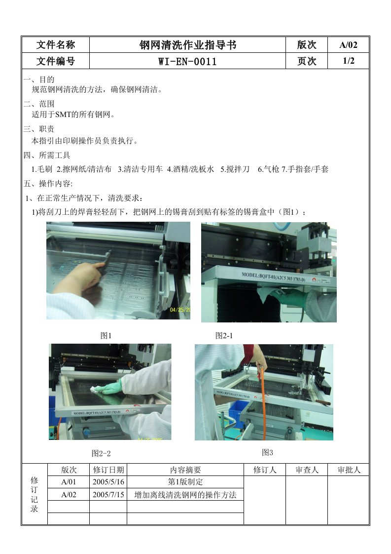 钢网清洗作业指导书