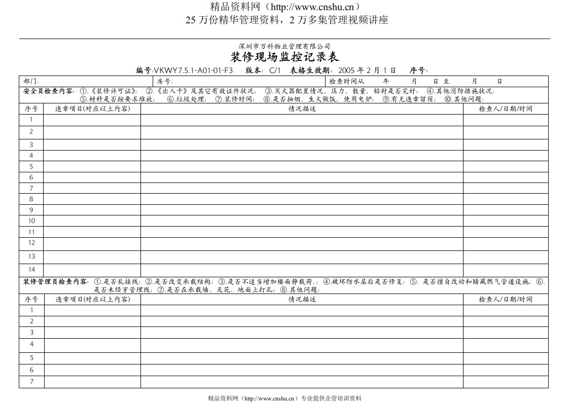 7.5.1-A01-01-F3装修现场监控记录表