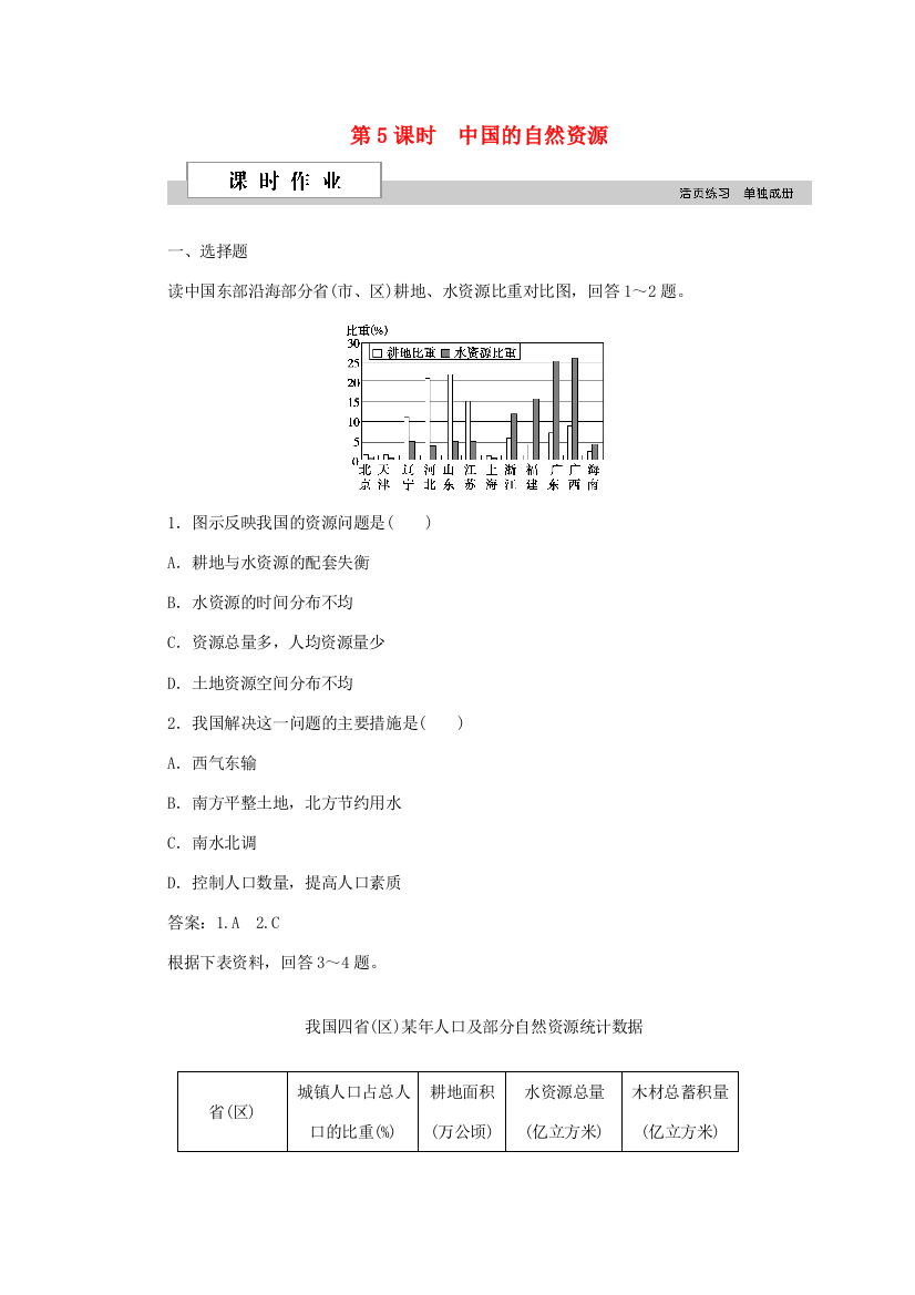 优化方案（新课标）高考地理二轮复习