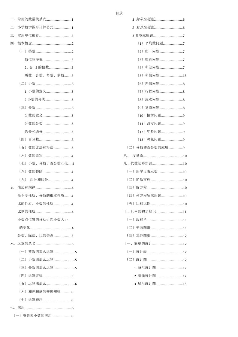 最新小学数学笔记-小学数学总复习资料-小升初复习提升资料