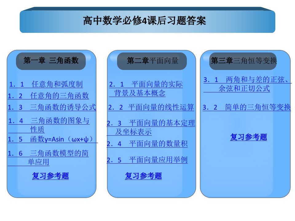 高中数学必修4课后习题答案