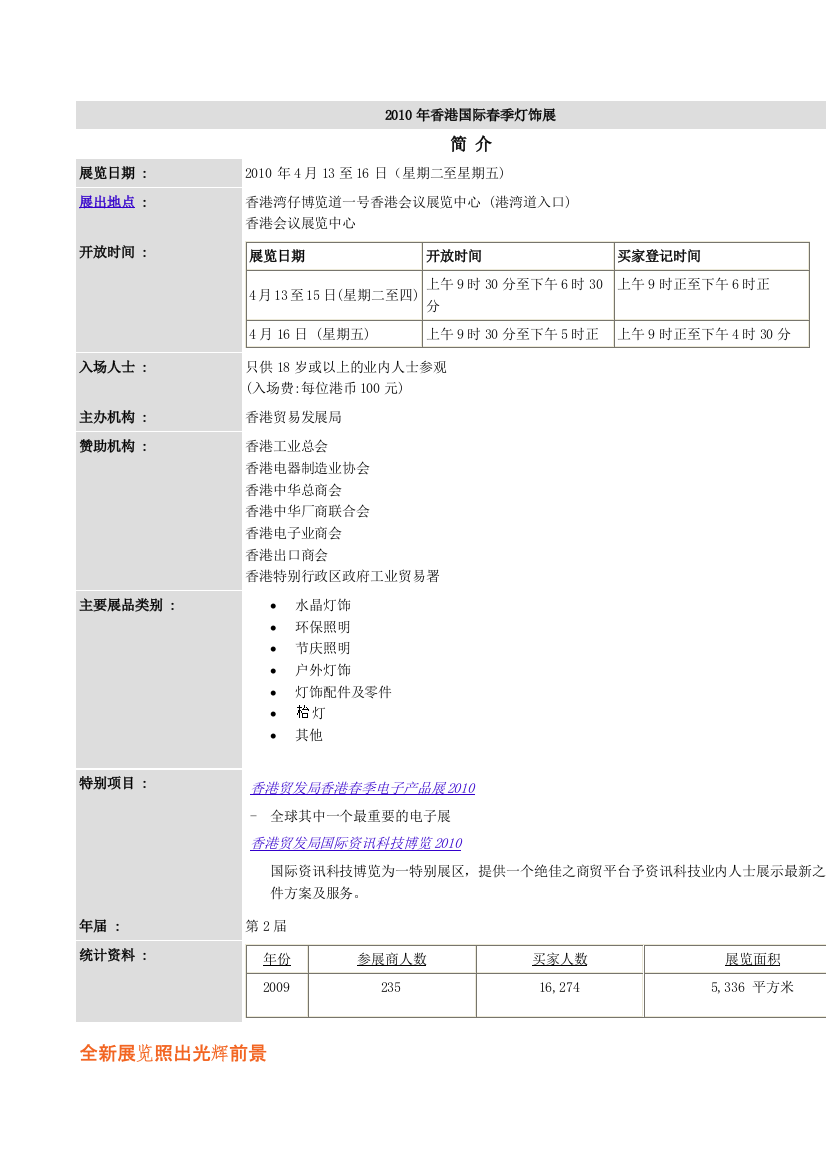 2010年4月香港国际春季灯饰展