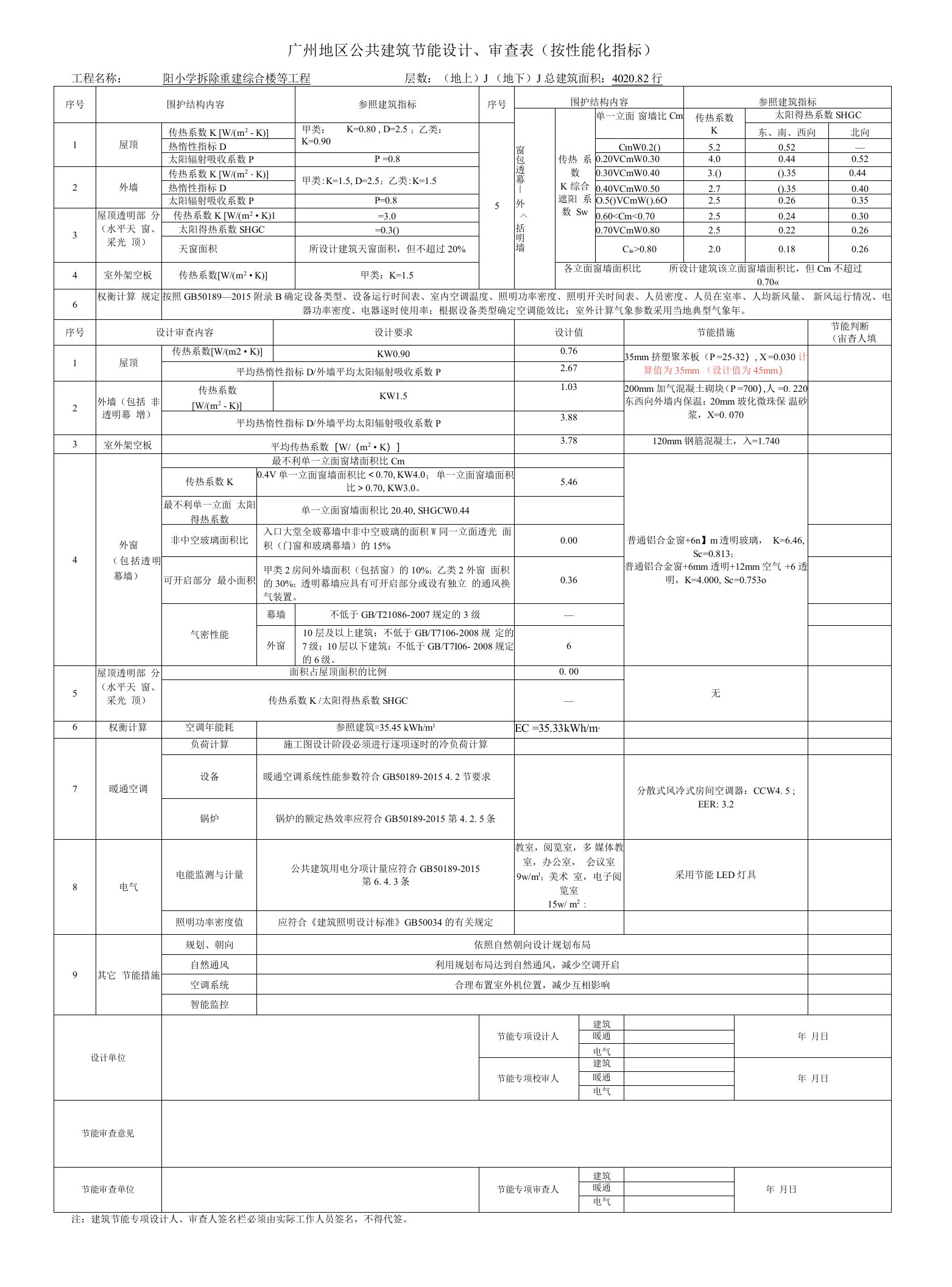 向阳小学公建节能审查表