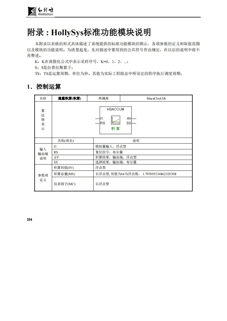 和利时标准模块说明