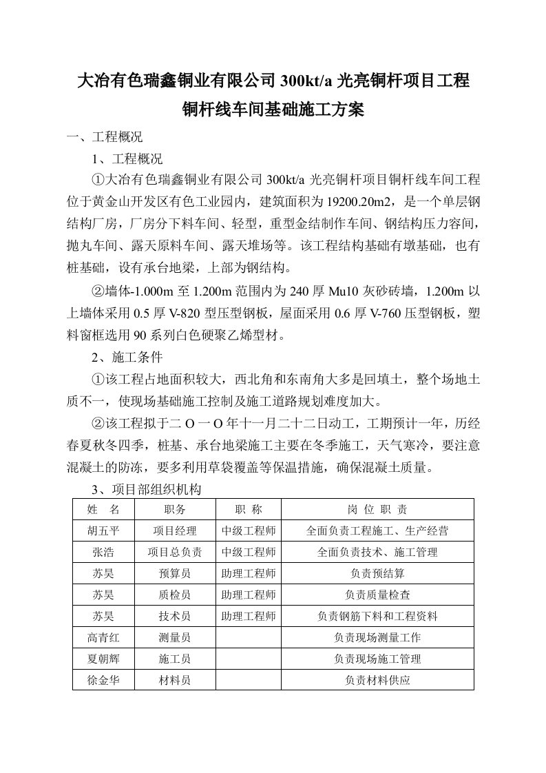 钢结构加工基地基础施工方案