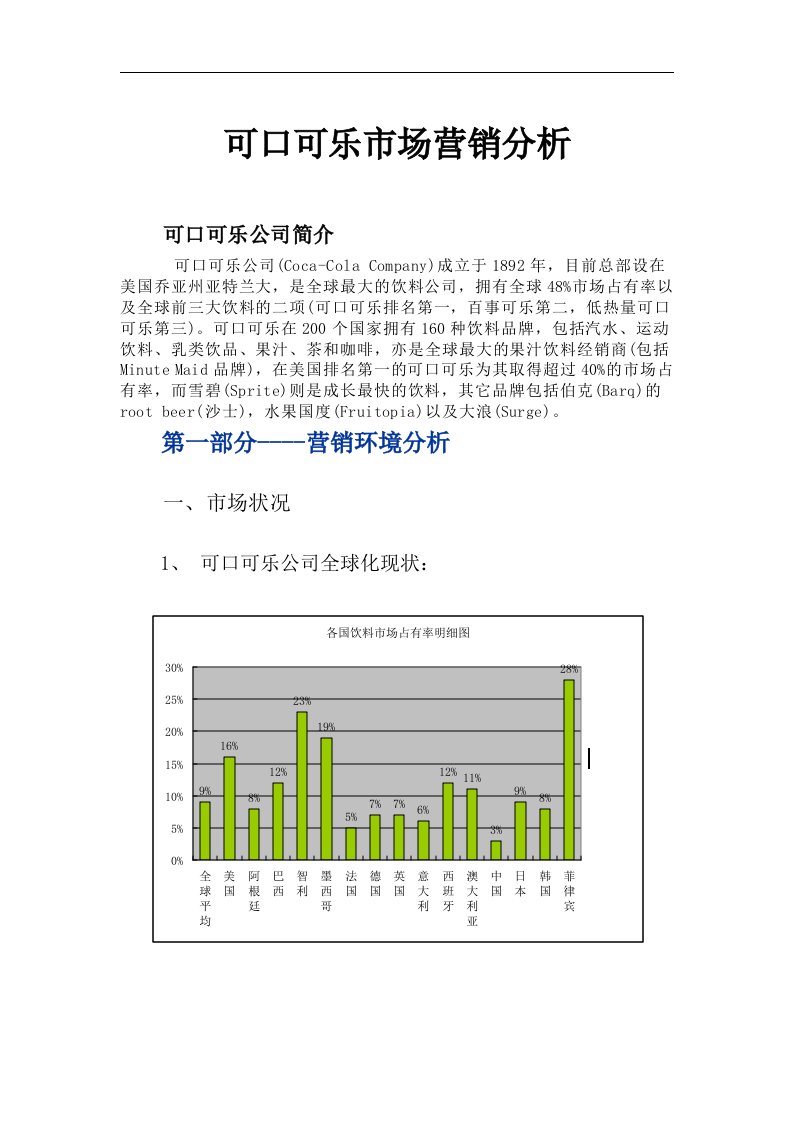 可口可乐市场营销分析