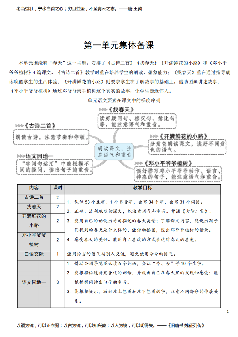 部编版语文二年级下册《1.古诗二首》教案