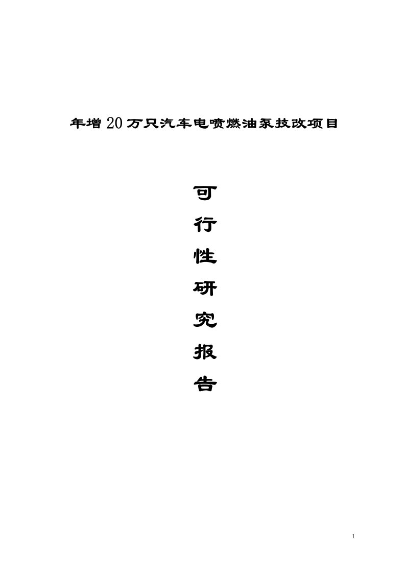 年增20万只汽车电喷燃油泵技改项目可行性研究报告