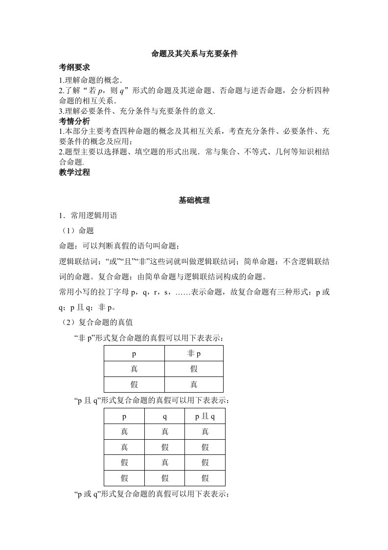 导学案002命题及其关系与充要条件