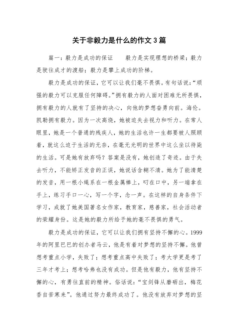 关于非毅力是什么的作文3篇