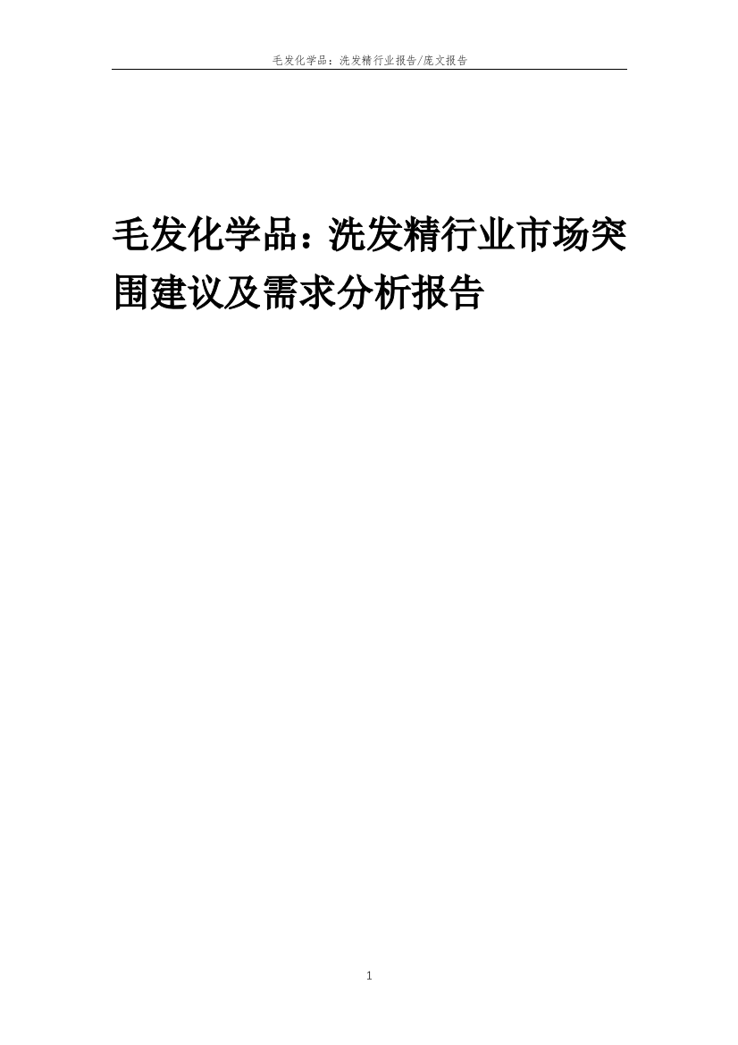 2023年毛发化学品：洗发精行业市场突围建议及需求分析报告