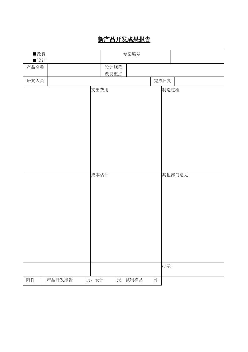 新产品开发成果报告