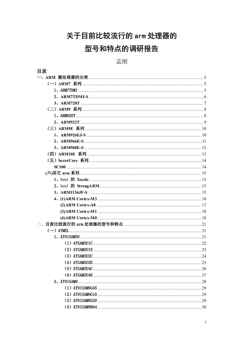 arm处理器调研报告