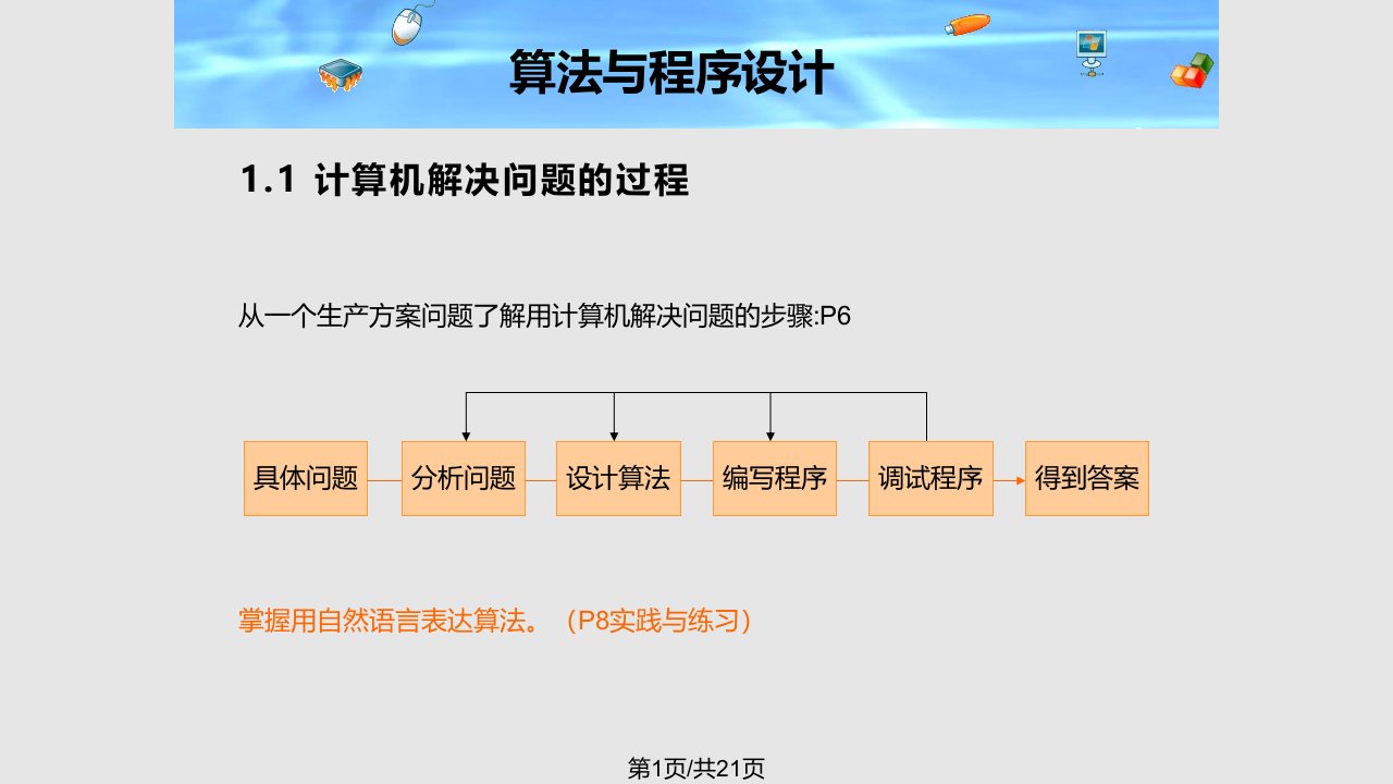 粤教选修计算机解决问题的过程PPT课件