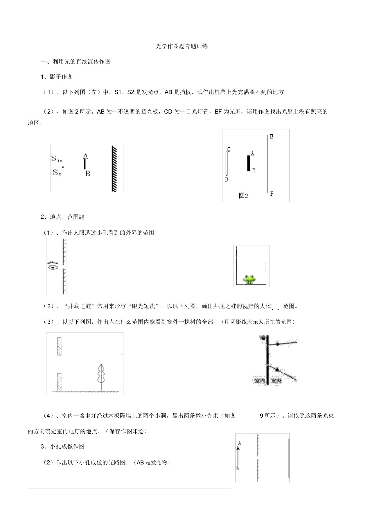 初中物理人教版光学图题专题训练