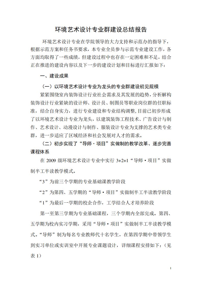 环境艺术设计专业(群)建设总结报告