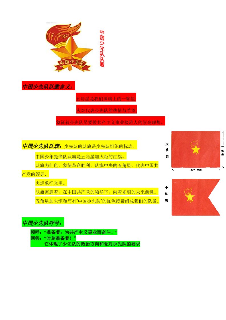 中国少年先锋队之少先队知识、入队仪式、队歌、队徽、誓词、呼号、曲谱歌词