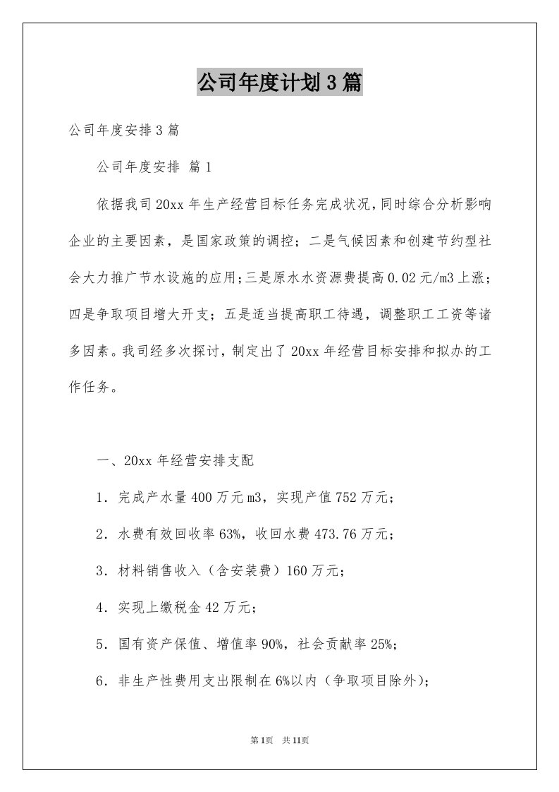 公司年度计划3篇例文2