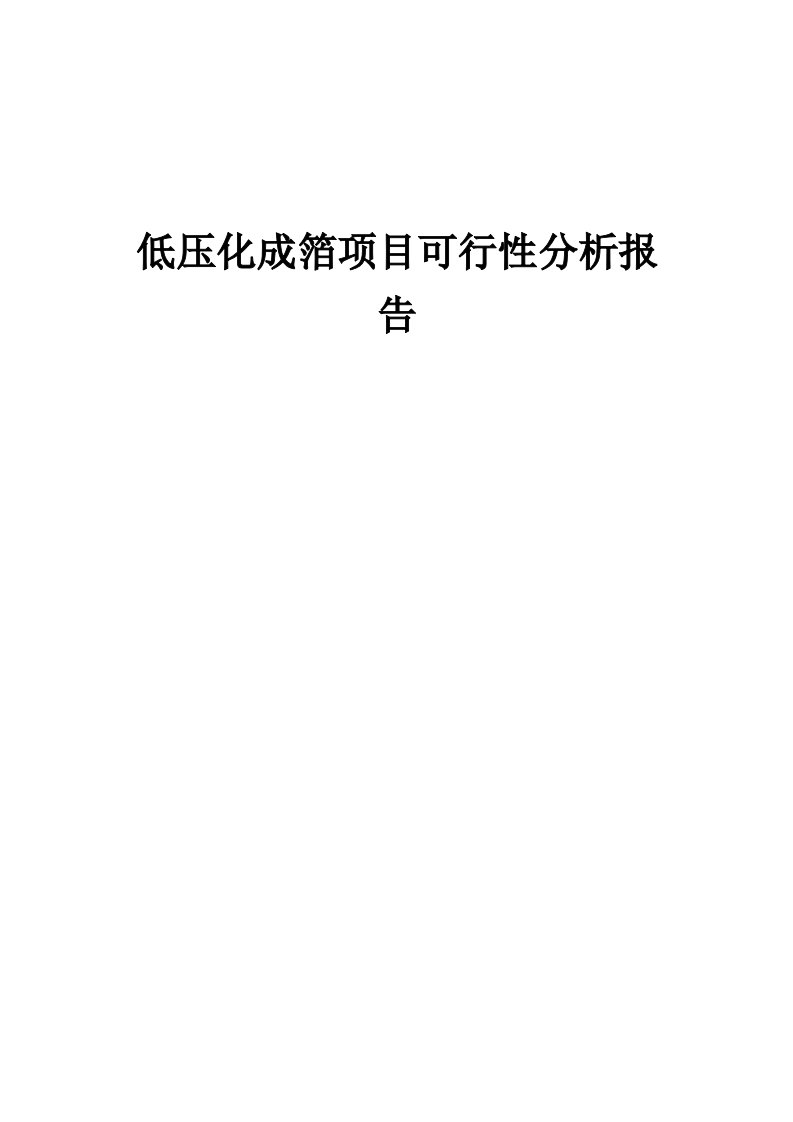 低压化成箔项目可行性分析报告