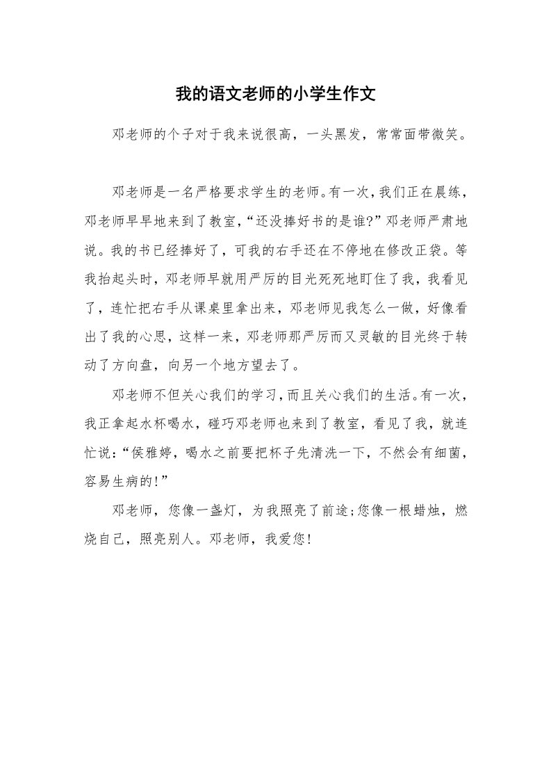 我的语文老师的小学生作文