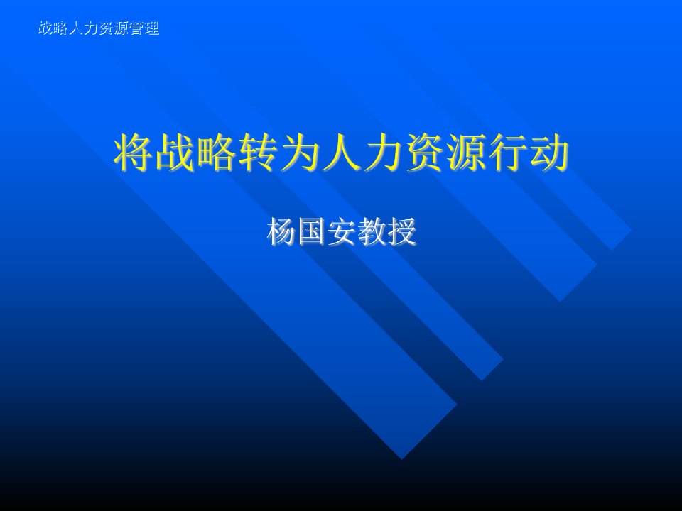 《将战略转为人力资源行动》杨国安(ppt)-人力资源战略