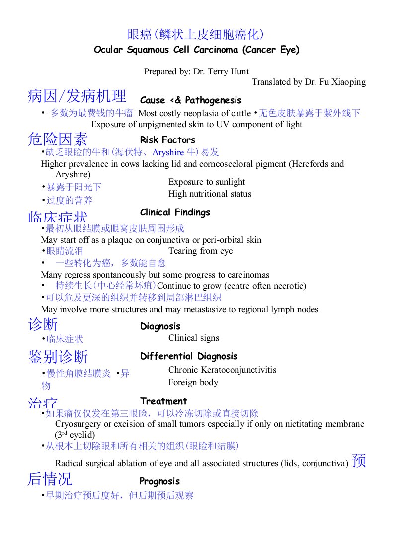 加拿大奶牛肉牛眼癌(鳞状上皮细胞癌化)