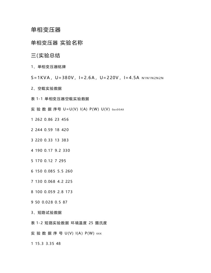 电机学实验AI报告册答案