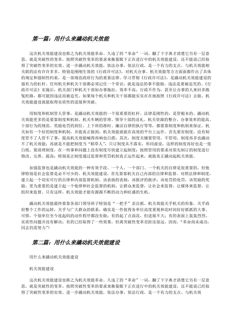 用什么来撬动机关效能（共5篇）[修改版]