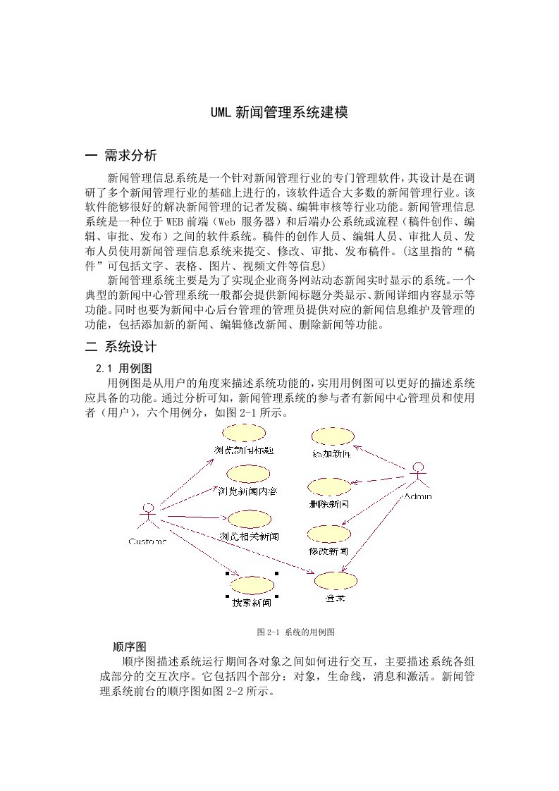 UML新闻管理系统建模