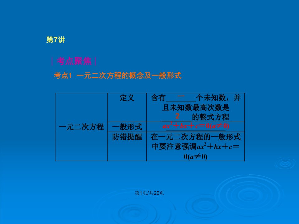 人教数学专题复习一元二次方程及其应用