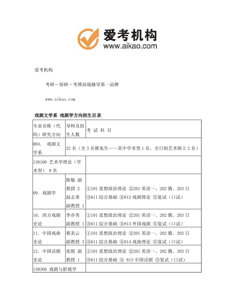 中央戏剧学院戏剧学考研+招生人数+参考书+报录比+复试分数线+考研真题+考研经验+招生简章