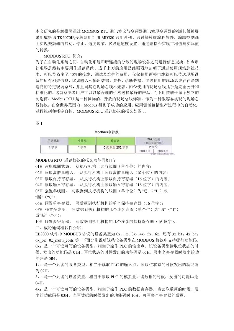 很好的威纶通MODBUS