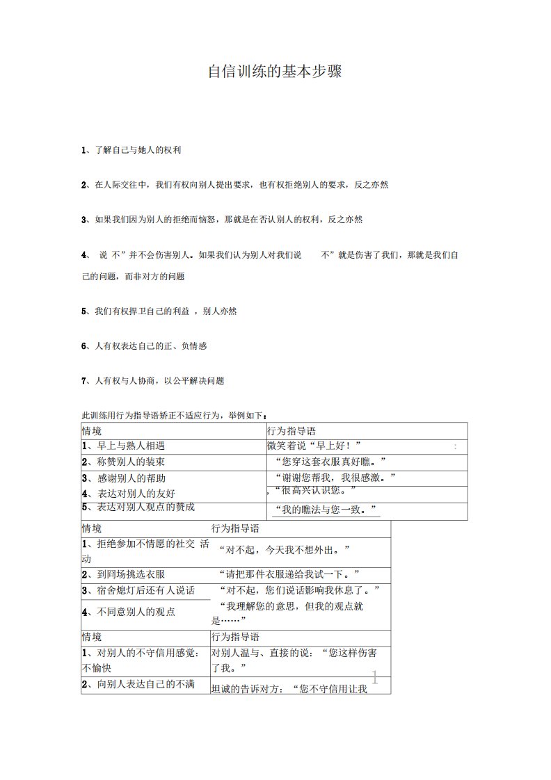 自信训练的基本步骤